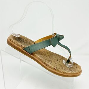 Kork-Ease Women's T-Strap Slip On Thong Sandals Green Size 6 Casual Summer